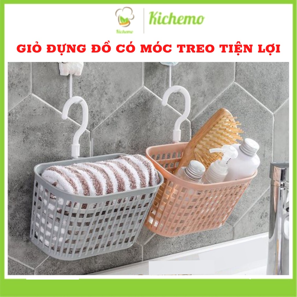 Rổ nhựa treo bồn rửa chén, nhà tắm có móc Việt Nhật Giỏ đựng đồ đa năng tiện ích
