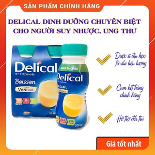 Sữa DELICAL của Pháp dinh dưỡng cho bệnh nhân ung thư, tiểu đường, suy dinh dưỡng - lốc 4 chai 200m