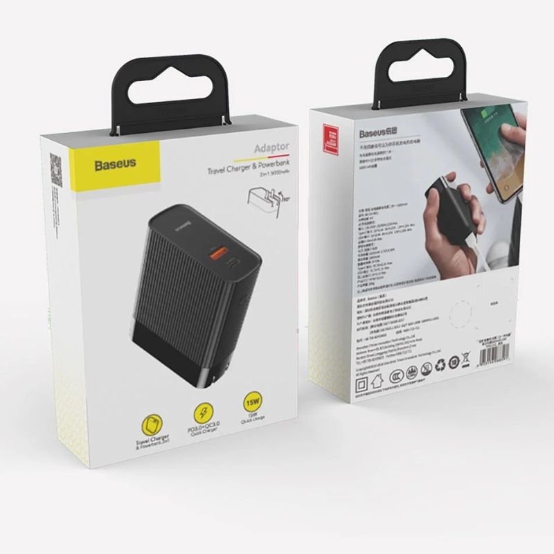Củ sạc nhanh kiêm pin sạc dự phòng 15W Baseus Adaptor Travel Charger and power bank 2in1 5000mAh PPNLD