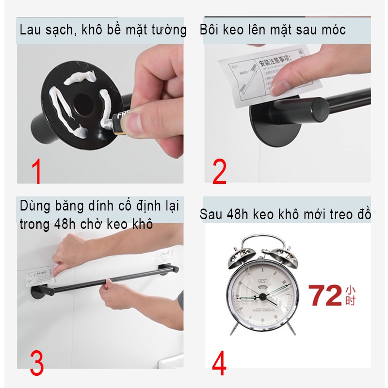 Giá Treo Khăn Mặt, Thanh Treo Khăn Nhà Tắm DÁN TƯỜNG Tiện Lợi