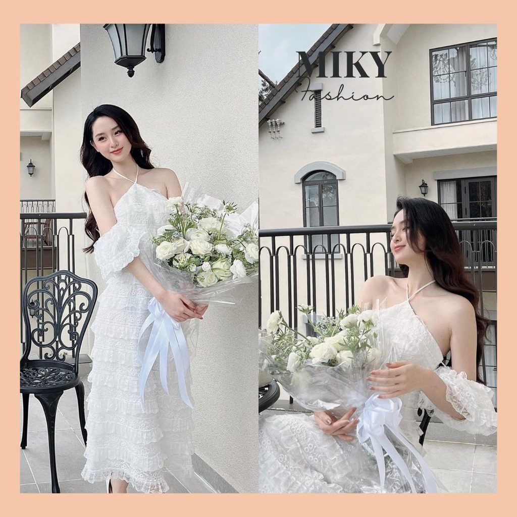 Đầm Tiểu Thư Dáng Dài Cổ Yếm, Váy Nữ Maxi Đi Biển Dự Tiệc Đầm NUDE Siêu Cute