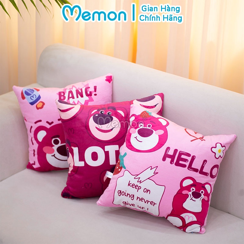 Gối Tựa Lưng Vuông Lotso Huggin Bear Nhồi Gòn Cao Cấp Memon