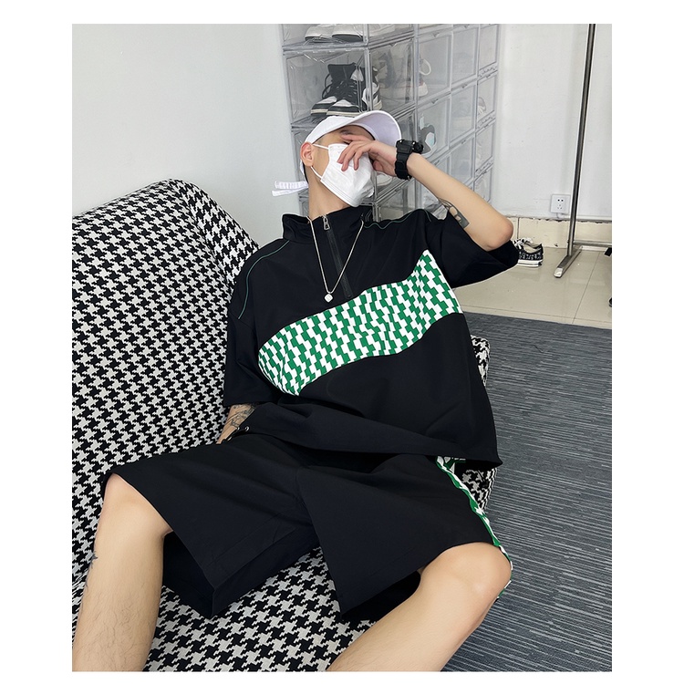 Bộ Thể Thao Nam Hè Cổ Trụ Phối Khóa Kéo Cao Cấp, Chất Liệu Cotton Mịn Mã TRU02 Cá Tính