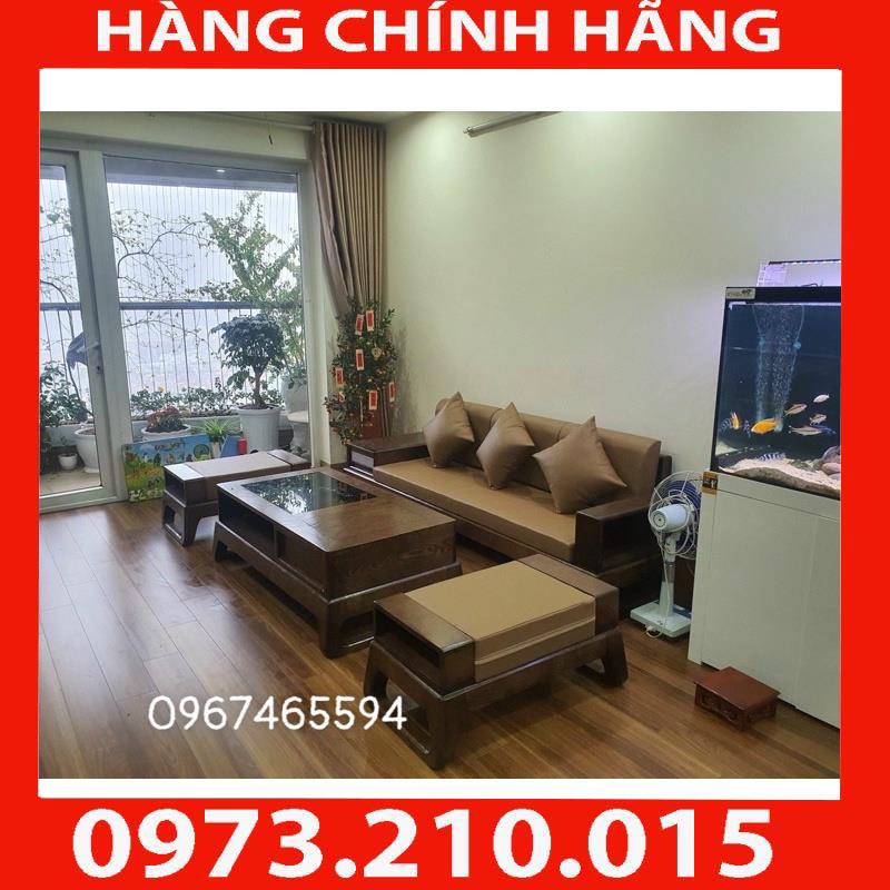 HÀNG CHÍNH HÃNG  Ảnh thật sofa 3 món chân quỳ gỗ sồi nga màu óc chó đen, màu óc chó nâu, màu cánh gián