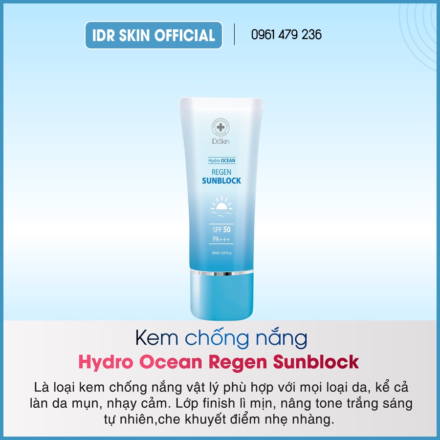 Kem chống nắng Hydro Ocean regen Sunblock IDr Skin SPF 50 , PA +++