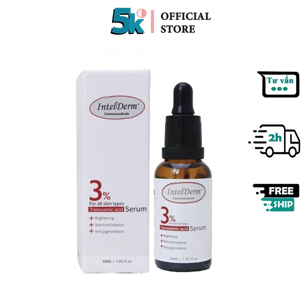 Serum sáng da IntelDerm 3% - Chuyên cấp ẩm phục hồi và mờ thâm nám Tranexamic Acid Serum 30ml