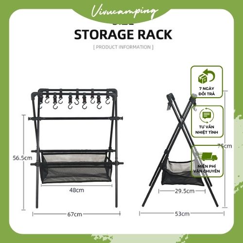 Giá Treo Đồ Camping Dã Ngoại Chính Hãng CLS Gấp Gọn Chắc Chắn Bền Bỉ, Kệ Treo Đồ, Kệ Móc Đồ Du Lịch, Cắm Trại
