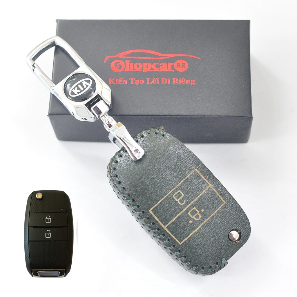 Bao da chìa khoá xe KIA Morning, Picanto 2012-2020. Chìa gập 2 nút mẫu chuẩn như hình. Da bò nhiều màu sắc.