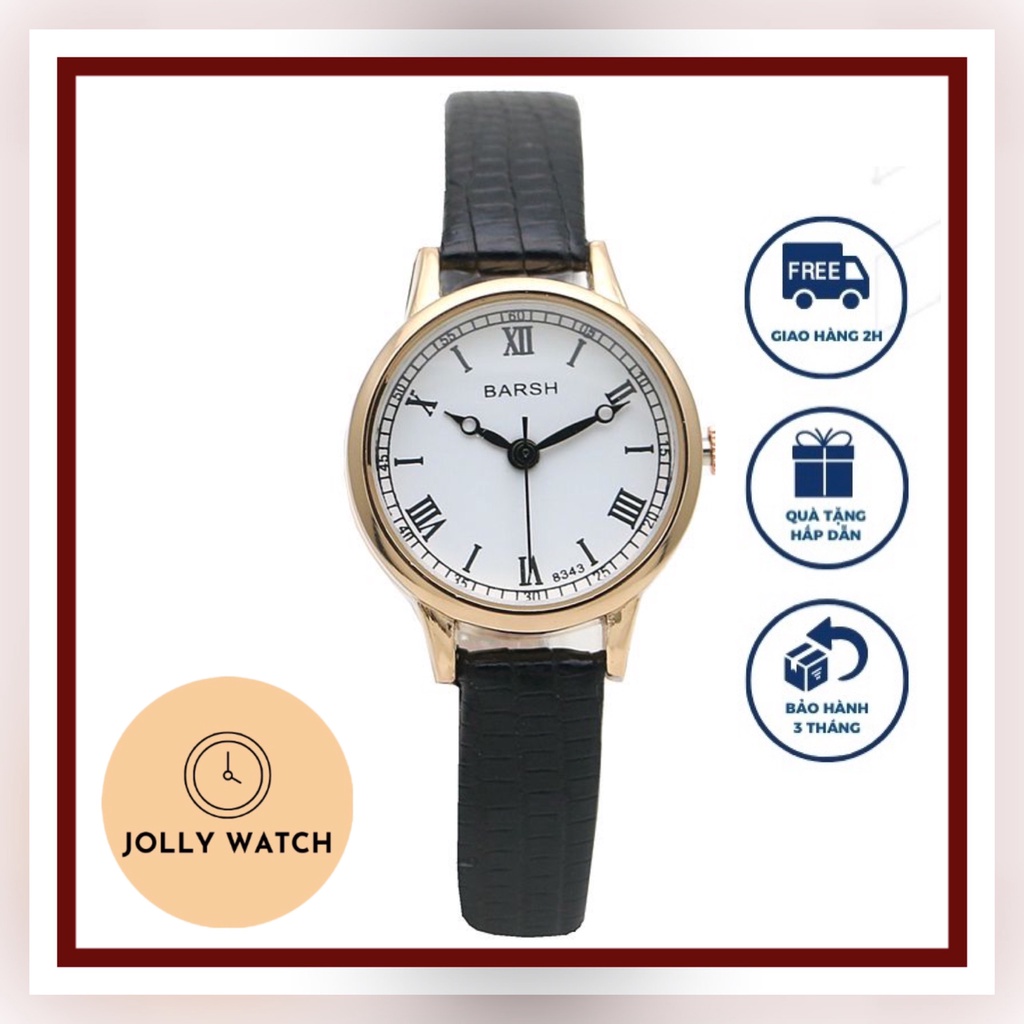 Đồng hồ BARSH Vintage chính hãng sz 26mm mặt tròn dây da cao cấp nhiều màu dành cho nữ