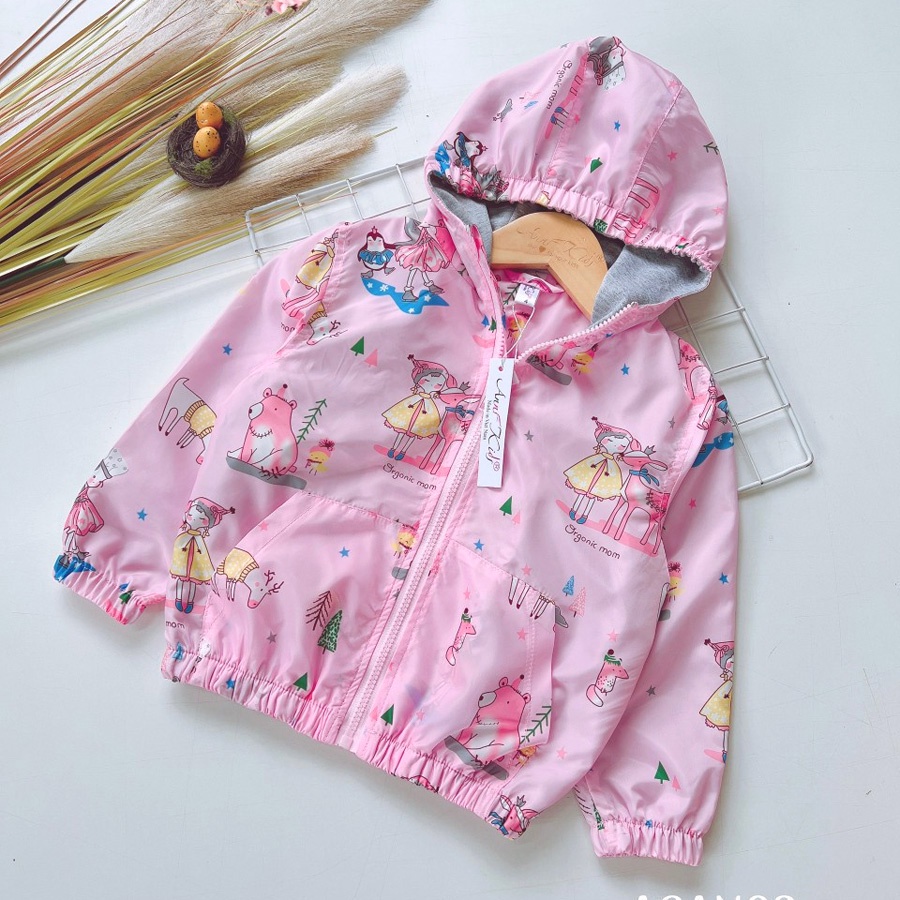 Áo khoác gió lót thun cotton cho bé gái hàng VN màu hồng cô gái