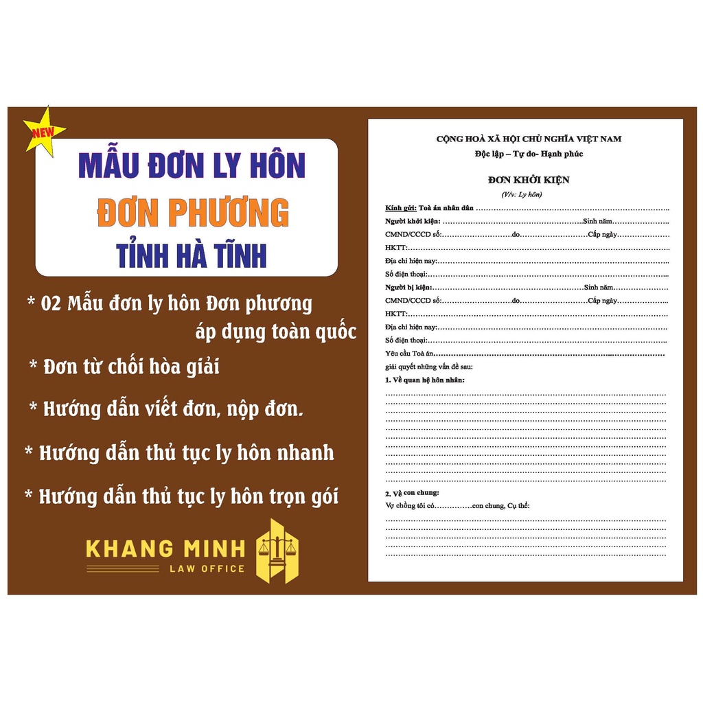 Đơn ly hôn đơn phương tỉnh Hà Tĩnh 2023 + Đơn từ chối hòa giải + Hướng dẫn viết đơn