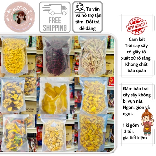 1 Kí Trái cây Sấy Đủ Loại Ngon Giòn Ngọt - Hàng Nguyên Miếng Và Hàng Vụn(Chuối, Khoai, Mít, Thập Cẩm Sấy,..)