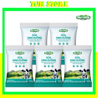 Combo 5 Bịch Sữa tươi 100 điểm không đường NutiMilk 220ml/bịch-TUH
