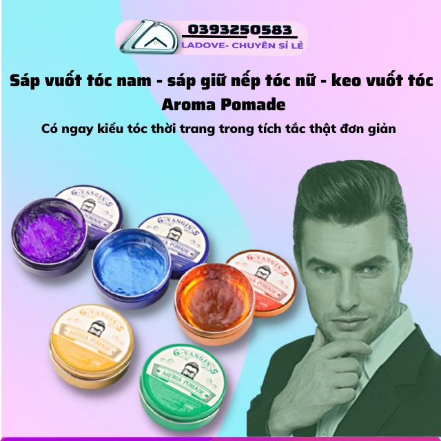 Gel, Sáp vuốt tóc tạo kiểu giữ nếp nam nữ Aroma Pomade