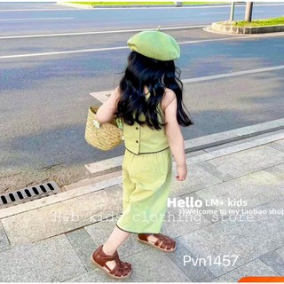 Set bộ viền ren nút lưng cho bé gái