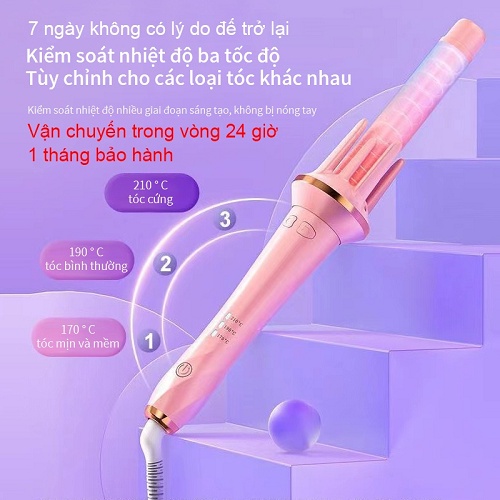 Máy uốn tóc xoăn tự động chất liệu gốm sứ đường kính uốn 28mm