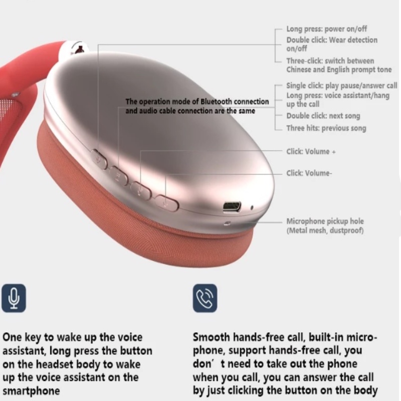 Tai Nghe Vòng Đầu Kết Nối Bluetooth 5.0 P9AirMax Nhiều Màu Sắc Dùng Để Chơi Game Trên Điện Thoại / Máy Tính