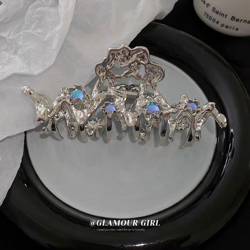 Kẹp tóc Hàn Quốc đính đá hình nơ uốn lượn- cặp tóc càng cua kim loại