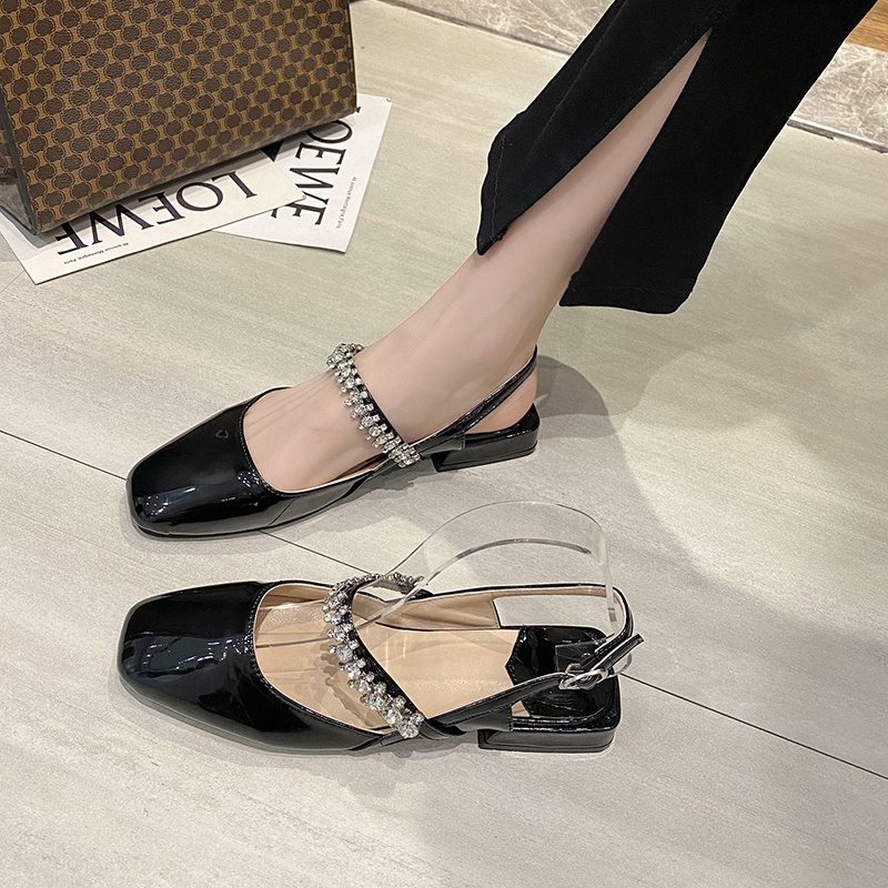 Giày big size nữ gót thấp 3cm mũi vuông size 40 41 42 43