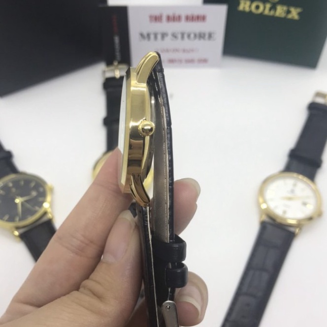 (Rolex.viền trơn) Đồng hồ Nam rolex dây da mềm, máy pin nhật, thẻ bảo hành 12 tháng
