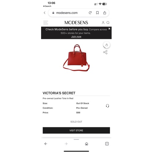 Túi xách tay đeo chéo vai chính hãng Victoria Secret’s màu đỏ