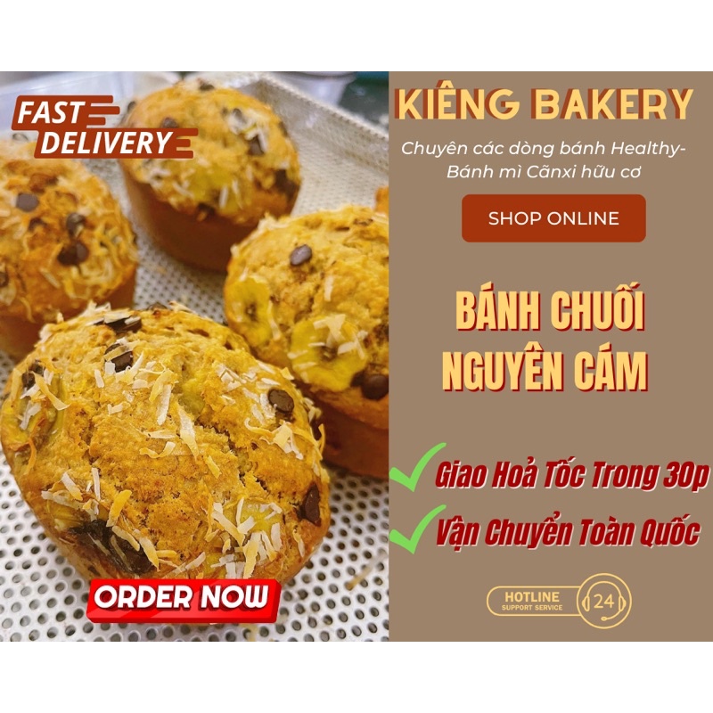 (HOẢ TỐC HÀ NỘI) Bánh chuối nguyên cám mini EATCLEAN 150g