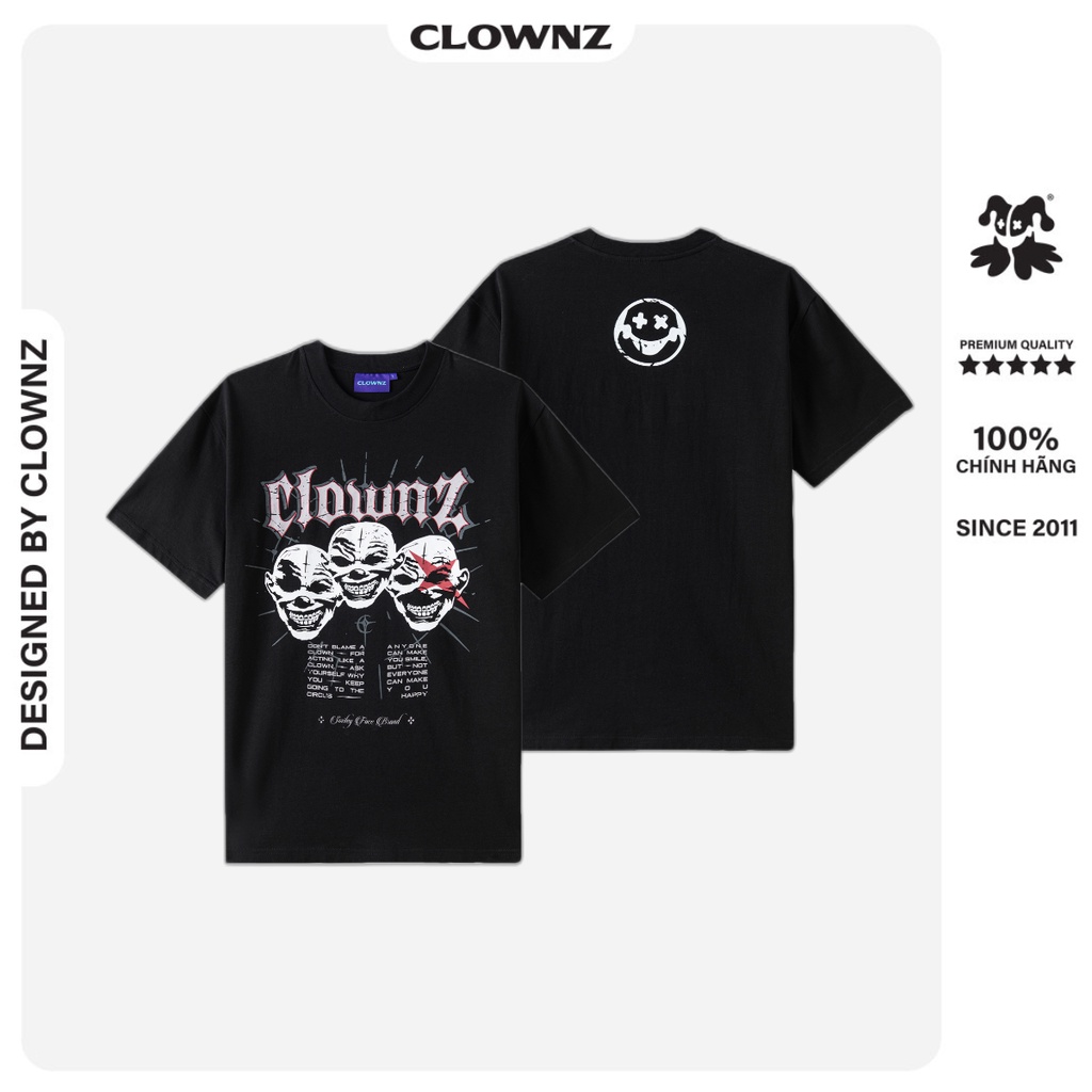 Áo thun trơn tay lỡ local brand ClownZ 3 Faces phông cổ tròn form rộng cotton unisex nam nữ nhiều màu