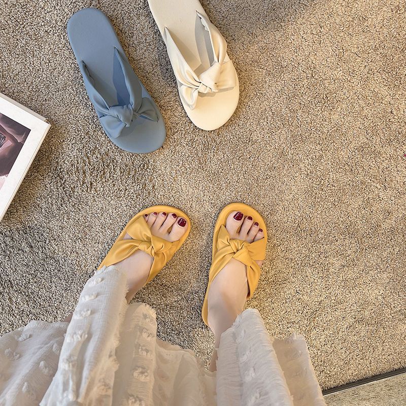 Dép nữ có nơ dép xỏ ngón đế bằng dép lê thời trang