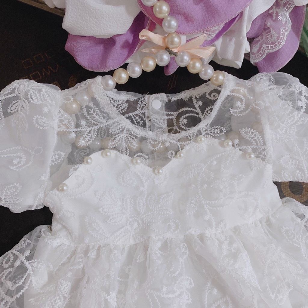 Body Váy Ren Trắng Cho Bé Gái Từ 4kg Đến 11kg Tặng Kèm Mũ Xinh Dịp Sinh Nhật, Thôi Nôi, Đầy Tháng