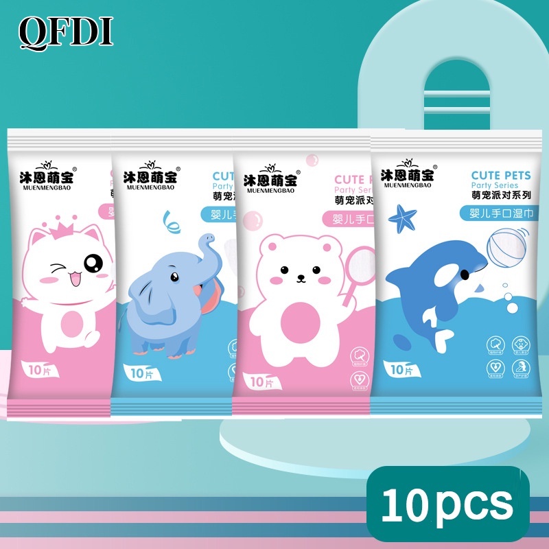 QFDI Set 10 Khăn Giấy Ướt Lau Tay Cho Bé