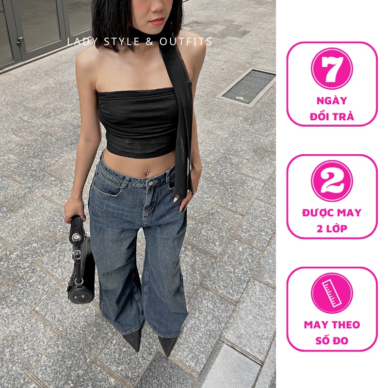 Áo Ống Kiểu Chất Voan Lưới Co Dãn Kèm Dây Đeo Cổ LADY STYLE & OUTFITS