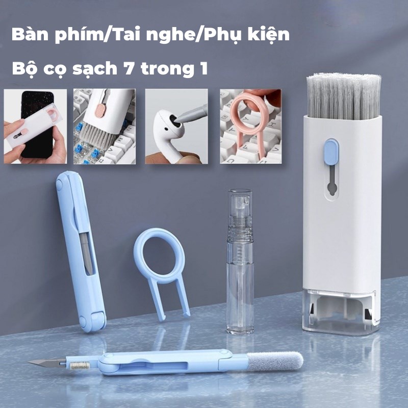 Bộ Dụng Cụ Vệ Sinh Laptop - Máy tính - Bàn Phím - Tai Nghe Airpod Đa Năng 7 in 1 Siêu Nhỏ Gọn