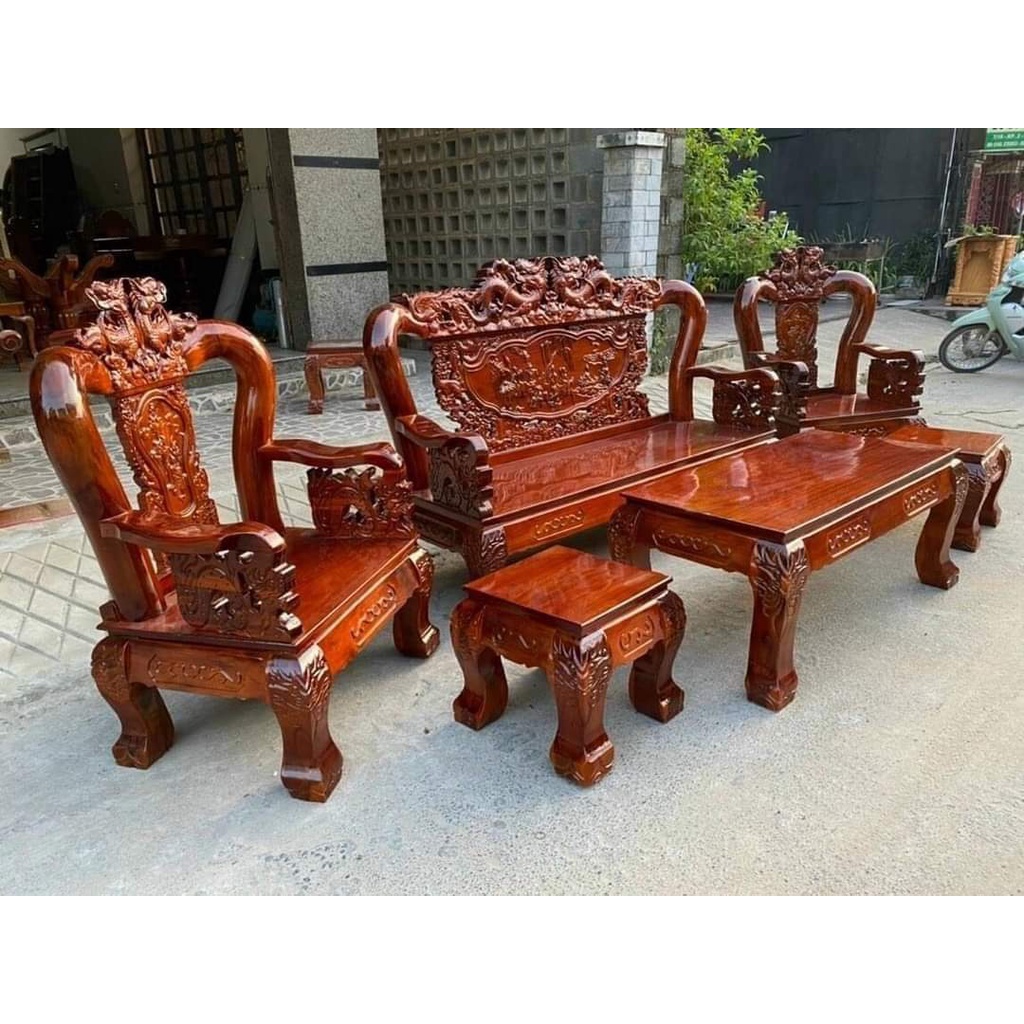Bộ Salon Rồng víp -Bộ bàn ghế phòng khách bát tiên gỗ tràm Tay 10 và tay 12 6 món (FREESHIP 70 KM )
