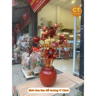 ❤ Bình Sen Gỗ Hương 17 Bông ❤