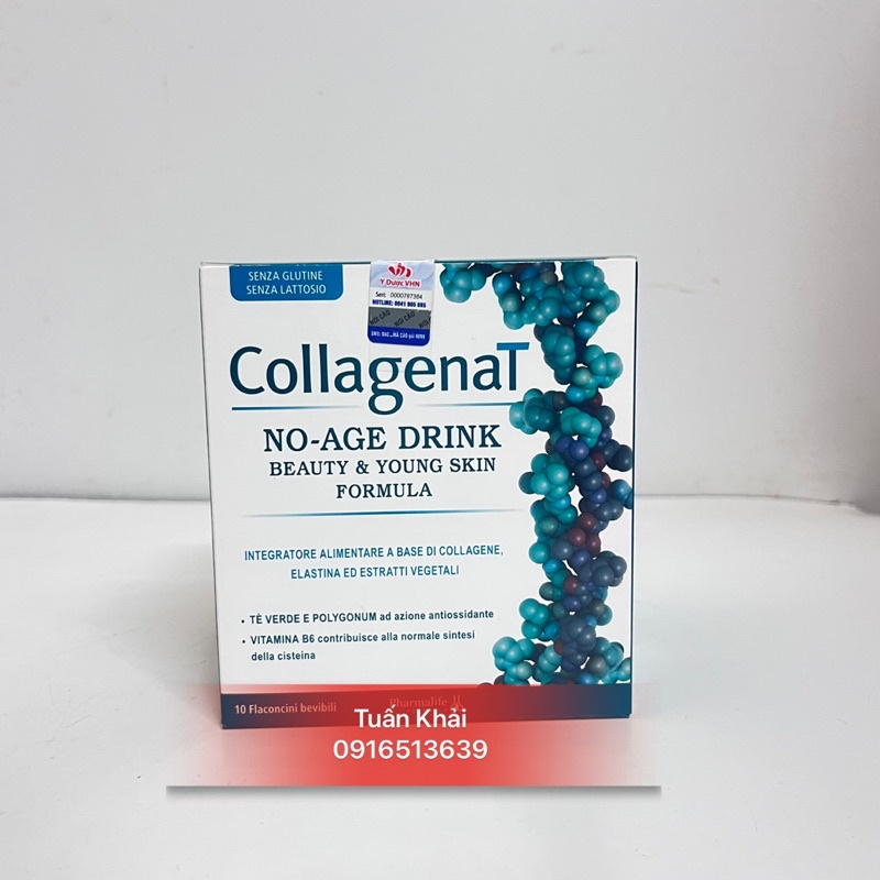 Nước uống trắng da Collagen peptide CollagenaT No Age Drink - Collagen thuỷ phân dạng nước nhập khẩu Ý hộp 10 ống