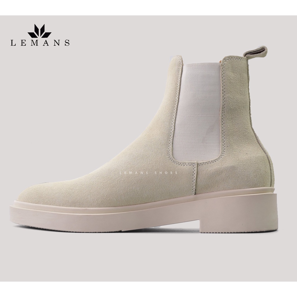 [Minimal Chelsea Boot Tan] Da Lộn LEMANS CBT88, đế đúc cao su màu Tan hạt kim cương cao 4cm Bảo Hành chính hãng 12 tháng