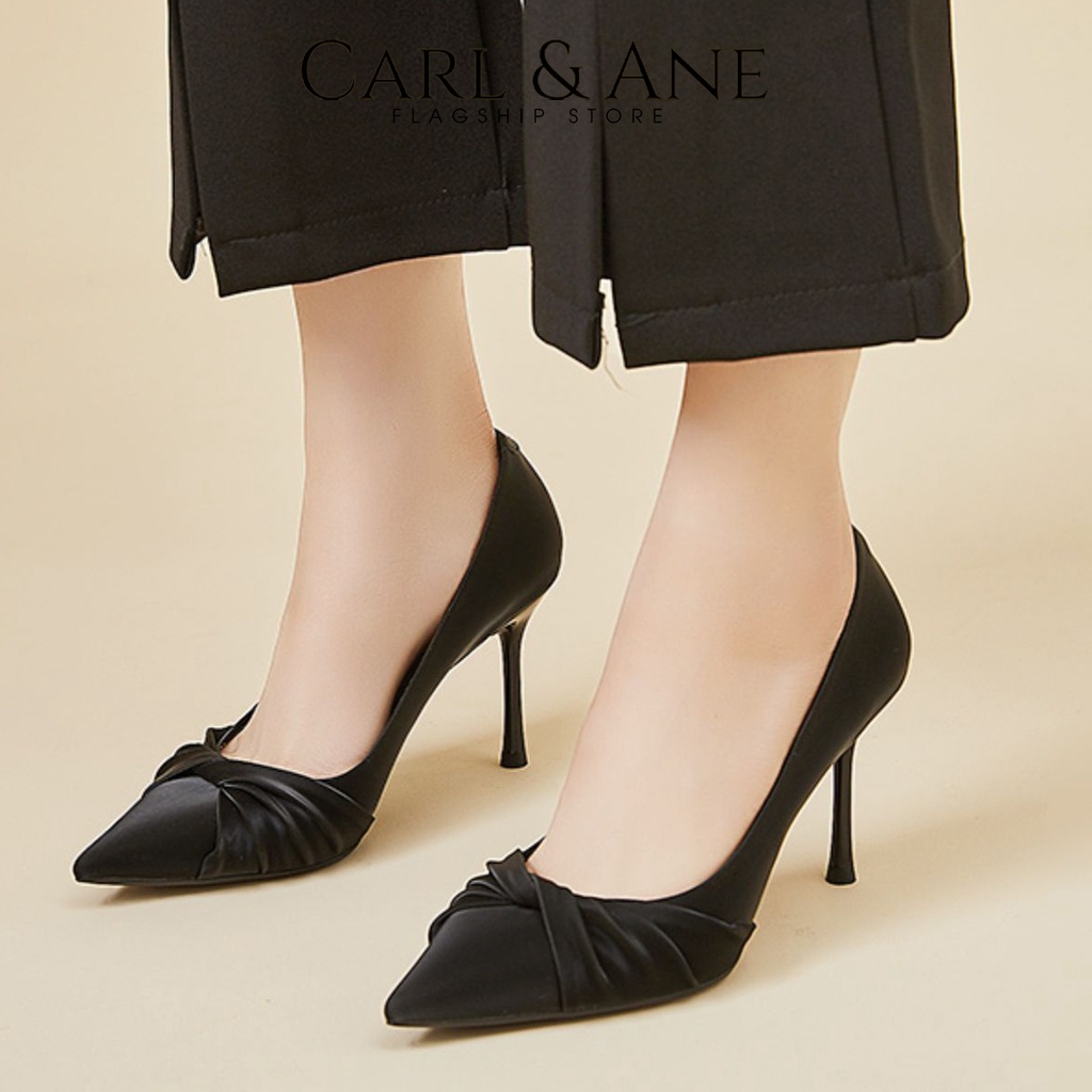 Carl & Ane - Giày cao gót bít mũi kiểu dáng sang trọng dự tiệc gót nhọn cao 9cm màu đen - CP019