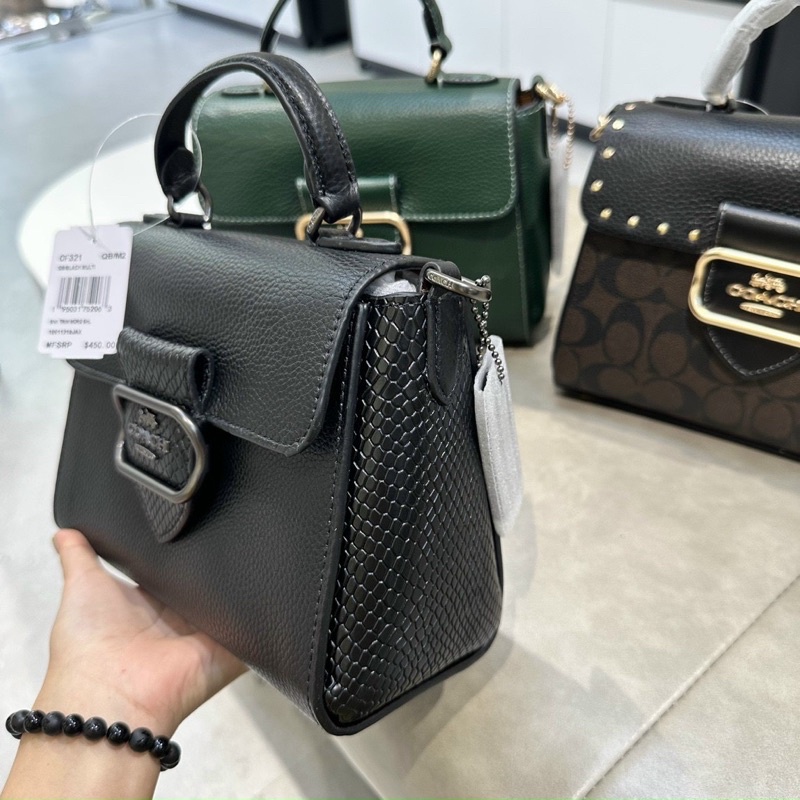 Túi Coach phối rắn da thật