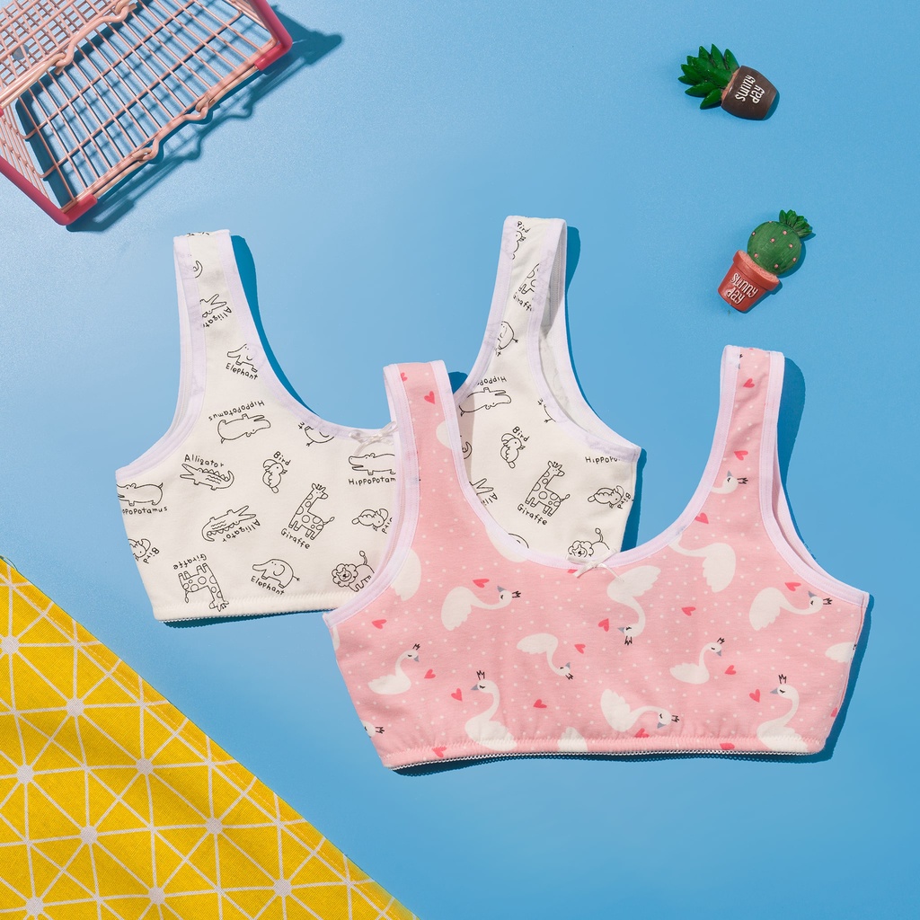 Áo lót bé gái thoáng khí - IKun - Áo lót bé gái mới lớn họa tiết chui đầu Áo lá học sinh cotton kháng khuẩn  ATK01