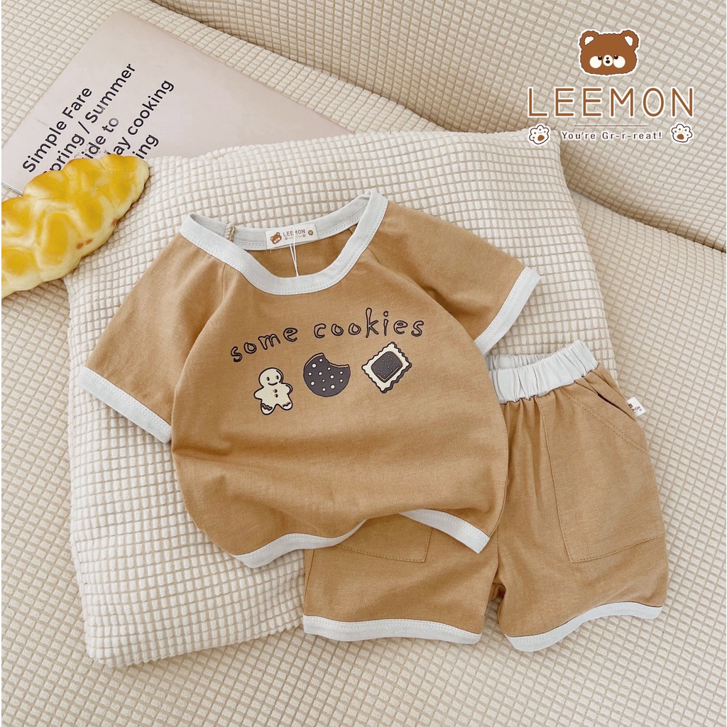 Bộ cộc cotton bánh quy Leemon cho bé