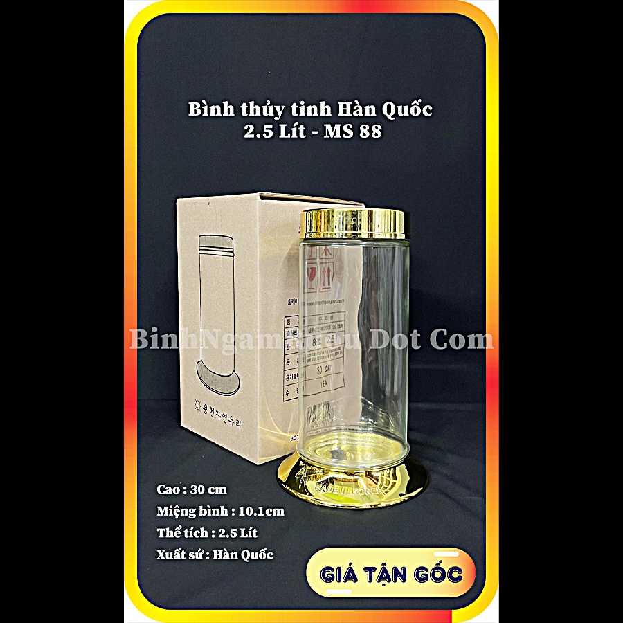2.5 lít | Hàn Quốc N88 | Bình Ngâm Nhân Sâm, Ngâm Táo Mèo...{Giá Siêu Rẻ}