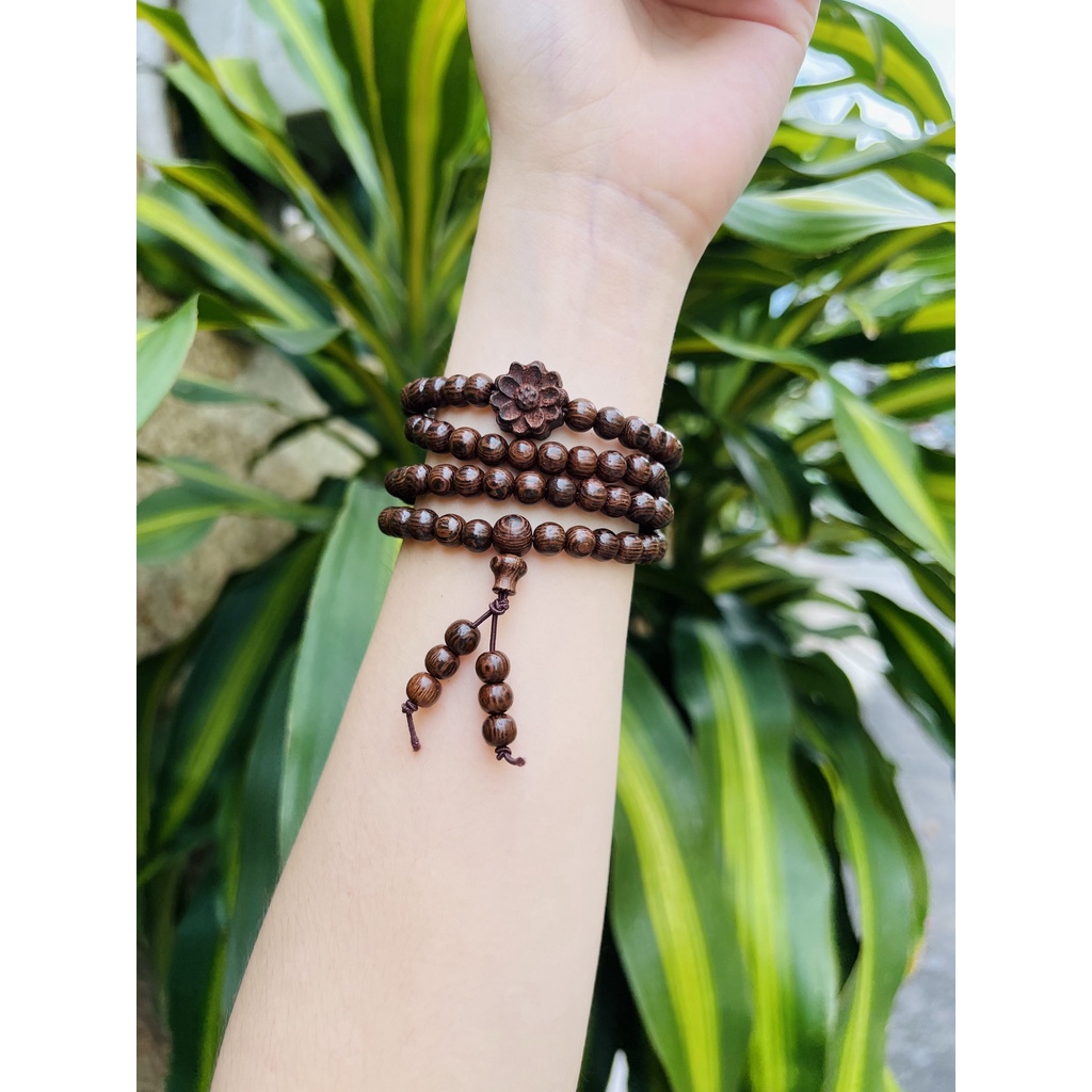 Vòng Tay Trầm Hương, Chuỗi Vòng 108 Hạt Trầm Mix Thần Tài, Hoa Sen 6li nhiều mẫu