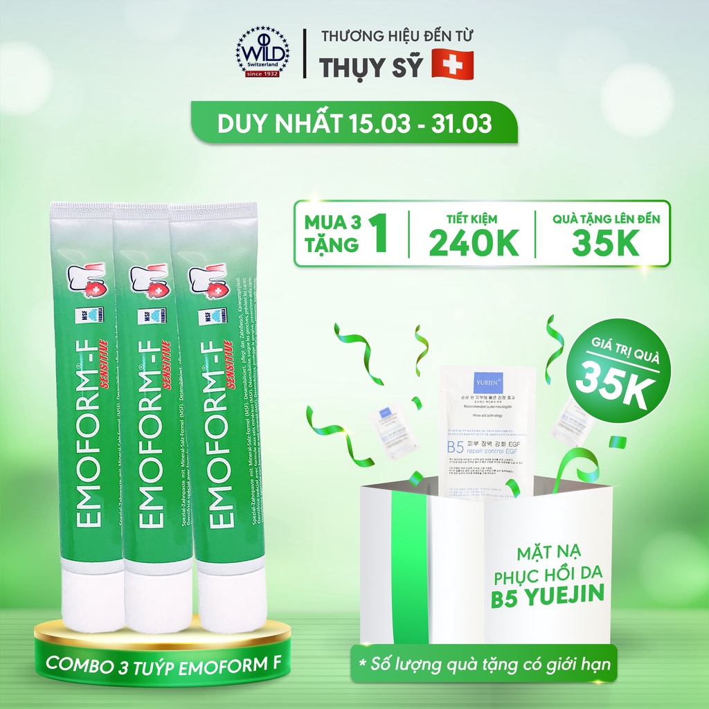 Combo 3 tuýp kem đánh răng Emoform F 50ml
