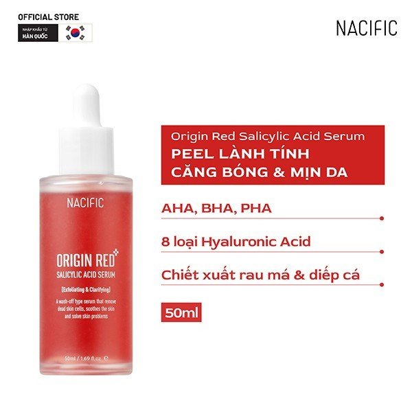 Tinh chất Peel da, tẩy tế bào chết dịu nhẹ Nacific Origin Red Salicylic Acid Serum 50ml