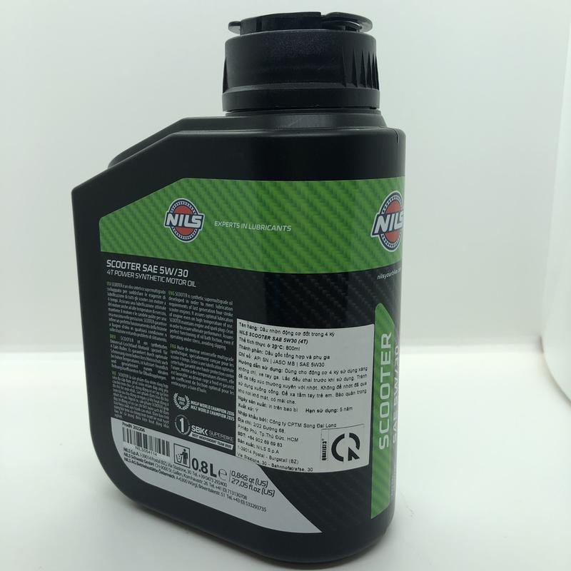 Dầu nhớt cho xe tay ga NILS SCOOTER 4T 5W30 bình 800ML