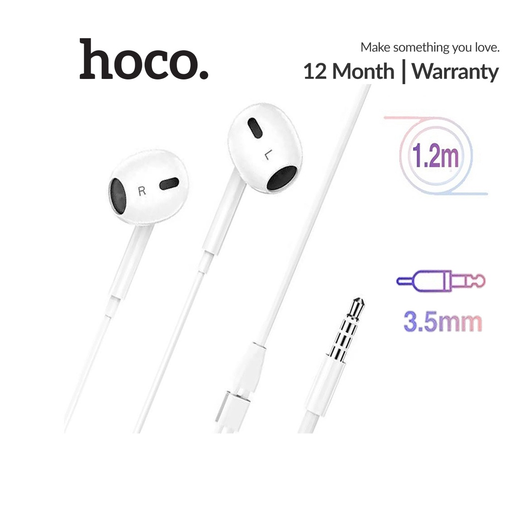 Tai nghe có dây Hoco DM21 jack 3.5mm tích hợp Micro đàm thoại dài 1.2M