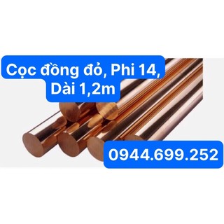 Cọc tiếp địa bằng đồng đỏ đặc, phi 14, dài 1,2m
