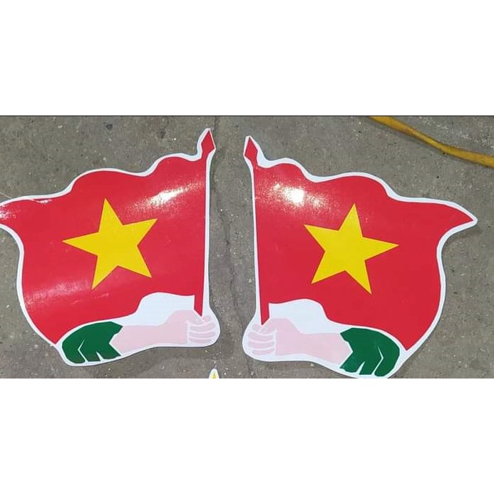 Tem decan hình lá cờ Việt Nam Chiến thắng dán xe. Tem lá cờ đỏ sao vàng dán xe