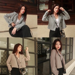 Áo Blazer Ziczac Nữ Dáng Lửng Phom Rộng Blazer Chuẩn Hàn Quốc