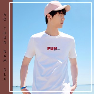 Áo Thun Nam Tay Ngắn Cổ Tròn In Chữ FUN DLX Form Basic Chất Thun 35% Cotton